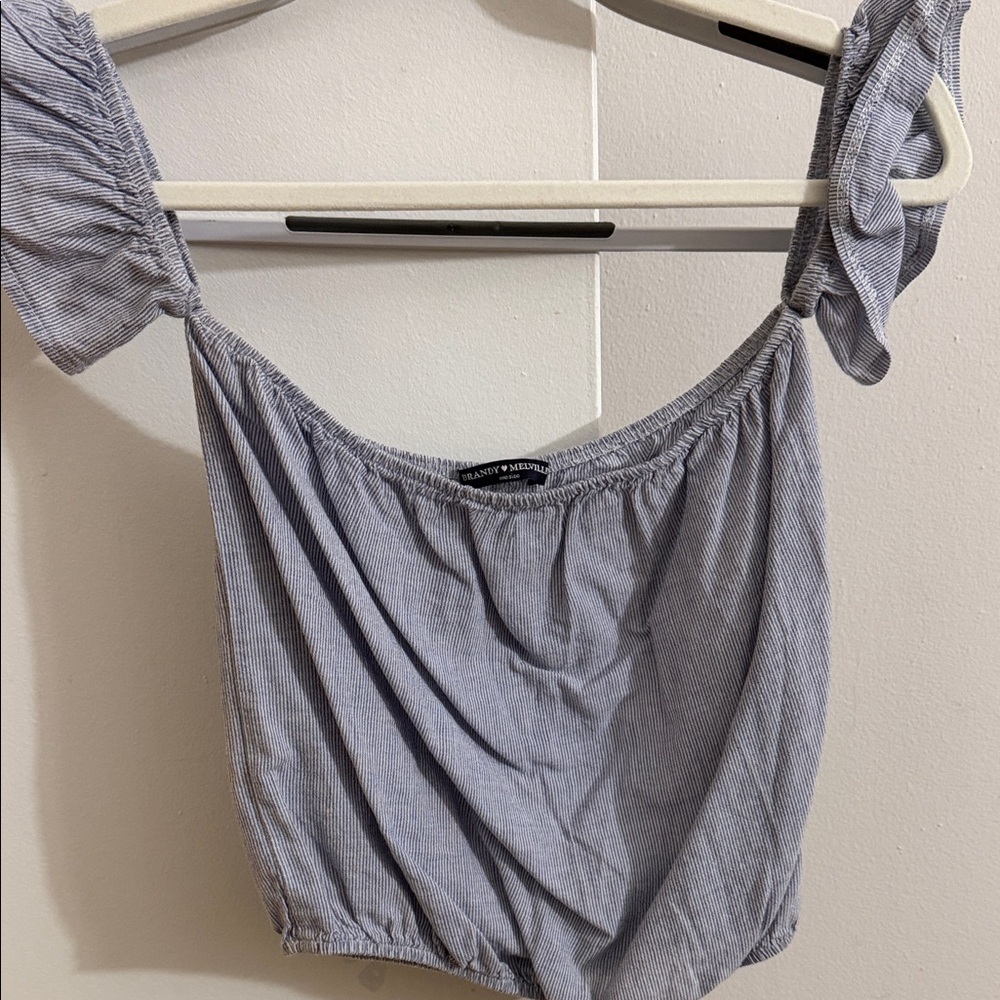 Brandy Melville Blue Striped Crop Top